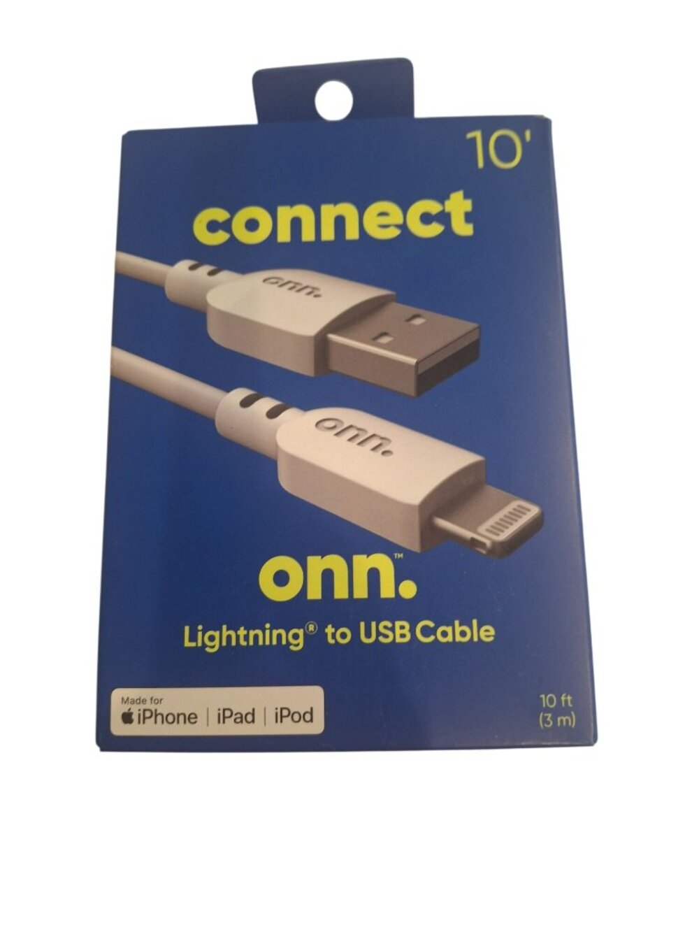 10 Ft Onn USB Charging Cable For iPhone/iPad/iPod - Data Transfer & Charging